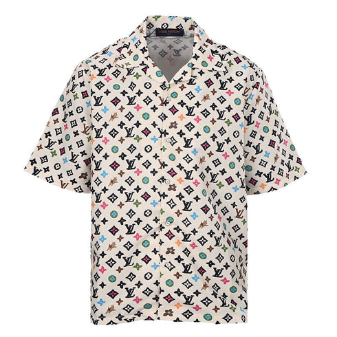 Louis Vuitton Printed Mulberry Silk Short-Sleeve Shirt
