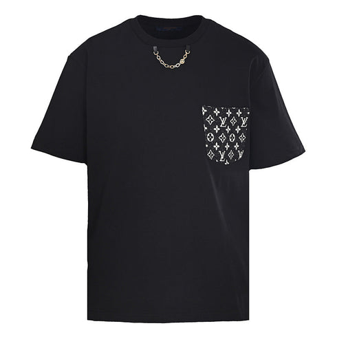 Louis Vuitton Chain-Detail Denim Pocket Short-Sleeve T-Shirt