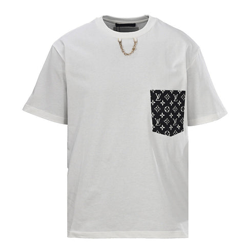 Louis Vuitton Chain-Detail Denim Pocket Short-Sleeve T-Shirt