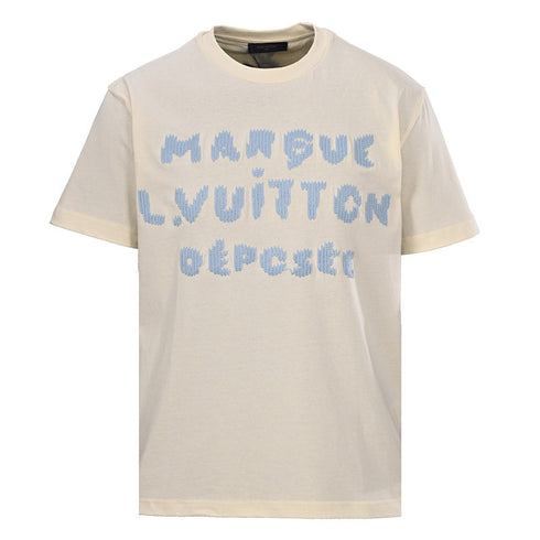Louis Vuitton Blue Short-Sleeve T-Shirt with Knitted Embroidery