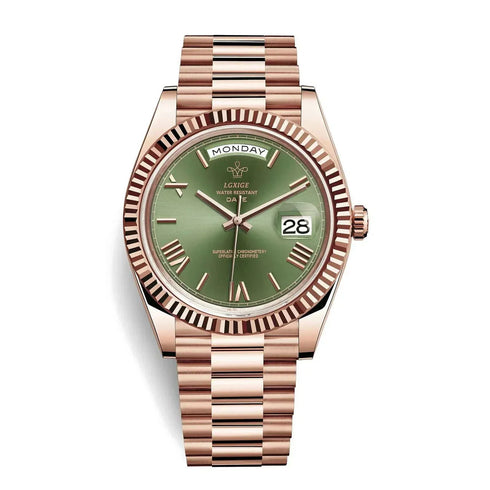 VVS Datejust Watch - Olive Green Rose Gold