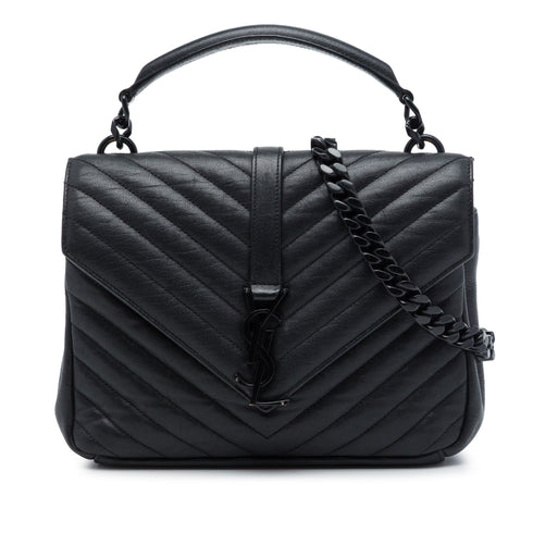 Classic Monogram College Bag Matelasse Chevron Leather Medium