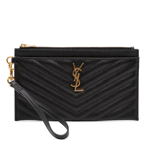 Classic Monogram Wristlet Pouch Leather Medium