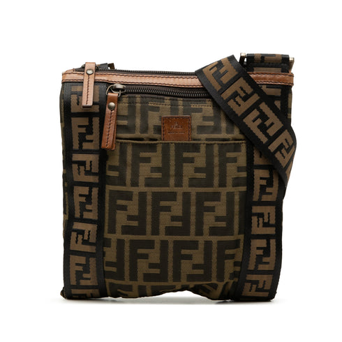 Vintage Front Zip Flat Messenger Bag Zucca Canvas Small