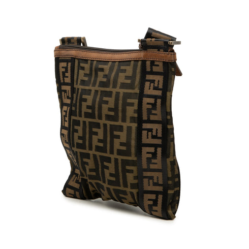 Vintage Front Zip Flat Messenger Bag Zucca Canvas Small