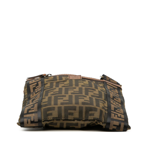 Vintage Front Zip Flat Messenger Bag Zucca Canvas Small