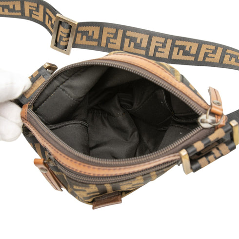 Vintage Front Zip Flat Messenger Bag Zucca Canvas Small