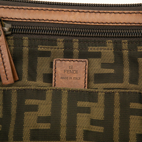 Vintage Front Zip Flat Messenger Bag Zucca Canvas Small