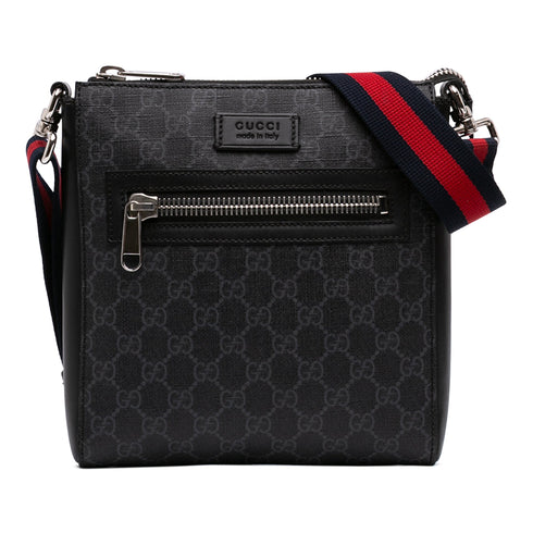 Web Strap Front Zip Messenger Bag GG Coated Canvas Small