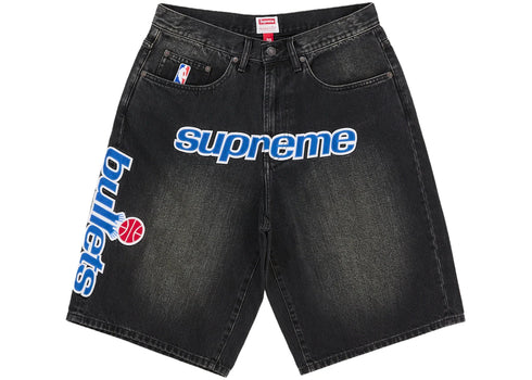 Supreme Mitchell & Ness Washington Bullets Baggy Denim Short Black