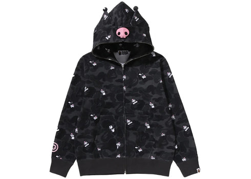 BAPE x Sanrio Characters Kuromi Camo Full Zip Hoodie (Ladies) Black