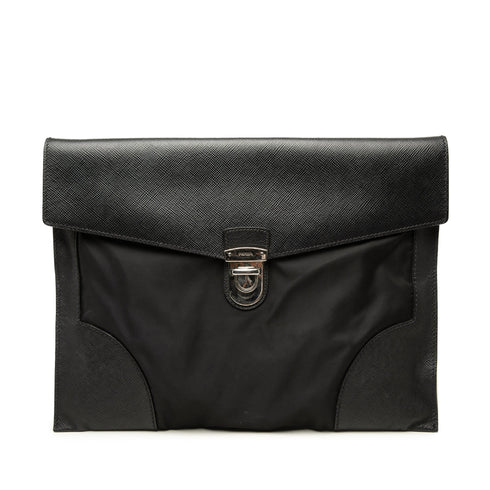Briefcase Tessuto and Saffiano Leather Large