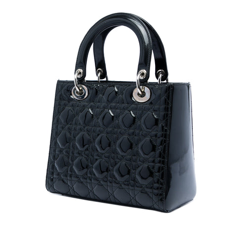 Lady Dior Bag Cannage Quilt Patent Medium