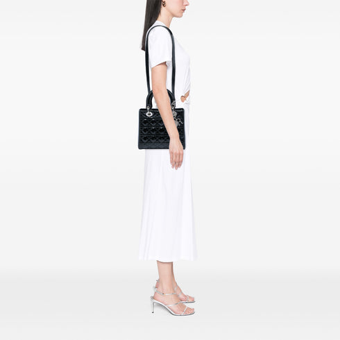 Lady Dior Bag Cannage Quilt Patent Medium