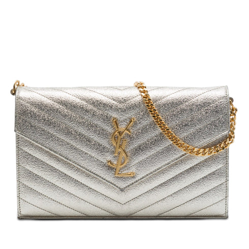 Classic Monogram Wallet on Chain Matelasse Chevron Leather Medium