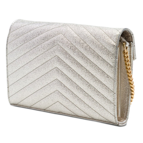 Classic Monogram Wallet on Chain Matelasse Chevron Leather Medium