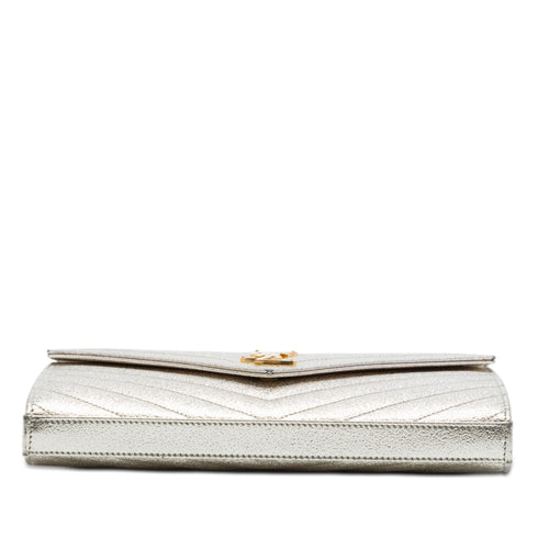 Classic Monogram Wallet on Chain Matelasse Chevron Leather Medium