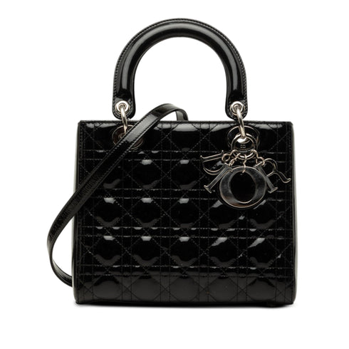 Lady Dior Bag Cannage Quilt Patent Medium