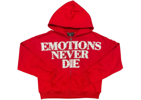 Mixed Emotion End Rhinestone Hoodie Red