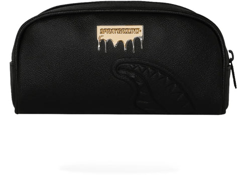 Sprayground Gold Brick Luxe Shark Pencil Pouch Black