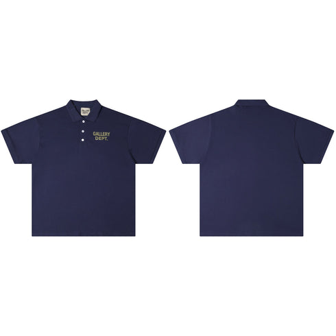Gallery Dept T-Shirt Alphabet Slogan Lapel Short Sleeve Polo Shirt
