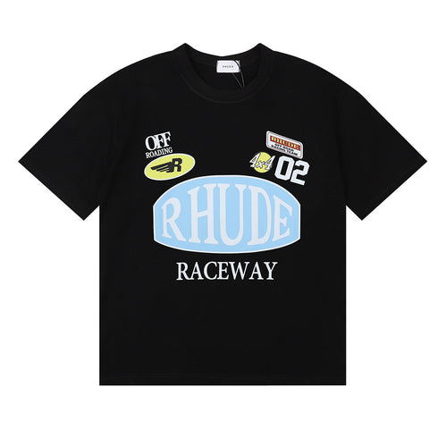 Rhude T-shirt Racing Track Letter Print Short Sleeve T-shirt