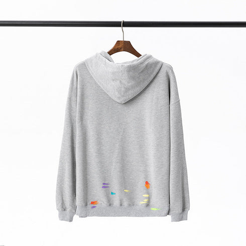 Gallery Dept Hoodie Luo Hand Painted Graffiti Letter Printing Pure Cotton
