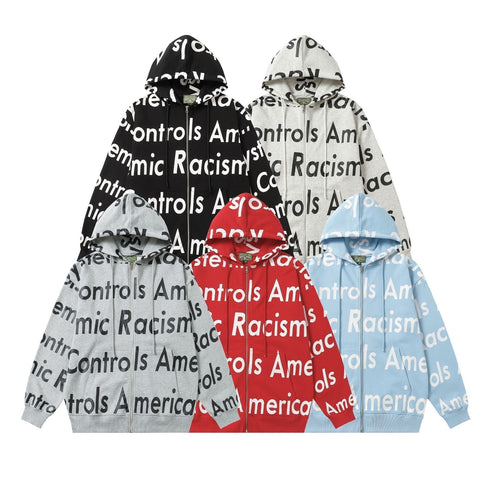 Denim Tears Hoodie Alphabet Cardigan Hooded Sweater