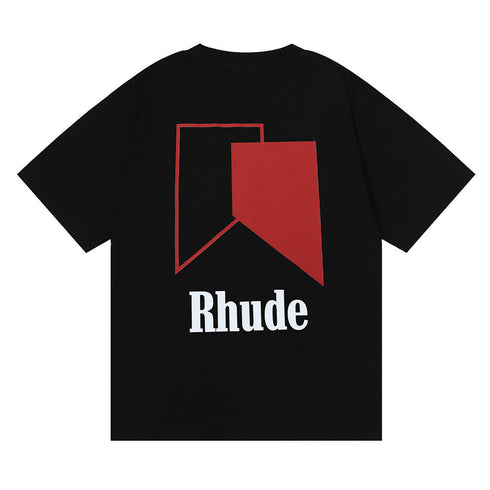 Rhude T-shirt Micro Standard Geometric Square Color Matching Printed Short Sleeve T-shirt