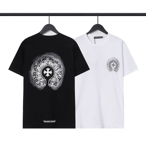 Chrome Heart T Shirts Sanskrit cross logo short-sleeved men's T-shirt
