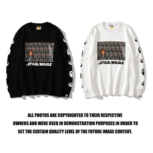 Bathing Ape Sweatshirts Spring and Autumn Cartoon Print Men's and Women's Ball Battle Pullover Sweater