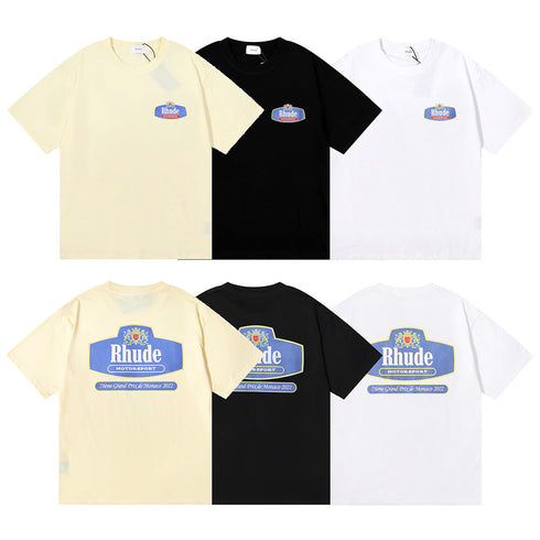 Rhude T-shirt Micro Logo Letter Badge Printed Short Sleeve T-shirt