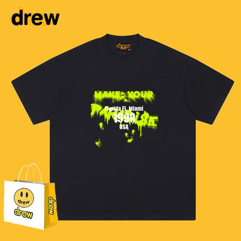 Drew T-shirts Smiley Face Short-Sleeved T-shirt Men's Short-Sleeved T-shirt