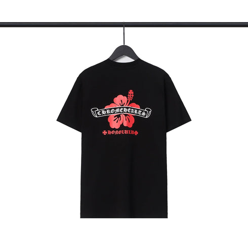 Chrome Heart T Shirts CH Flower Sanskrit Casual Short Sleeve T-Shirt Loose