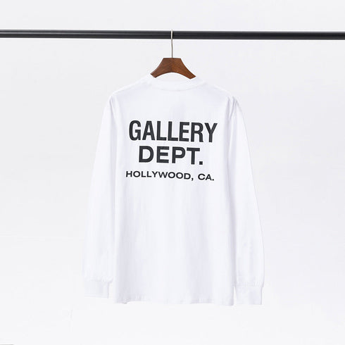 Gallery Dept T-shitrs Vintage Letter Print round Neck Long Sleeve T-shirt