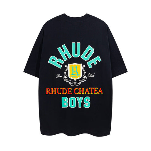 Rhude T-shirt Micro Label Letter Coconut Pattern Short Sleeve T-shirt