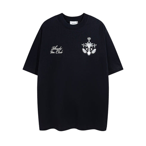 Rhude T-shirt Micro Label Letter Coconut Pattern Short Sleeve T-shirt