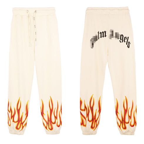 Palm Angle Pants Palm Angels Flame Letter Logo Casual Trousers for Men and Women