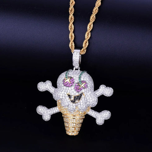 Micro BBC Ice Cream-Inspired Pendant Necklace Rapper Chain