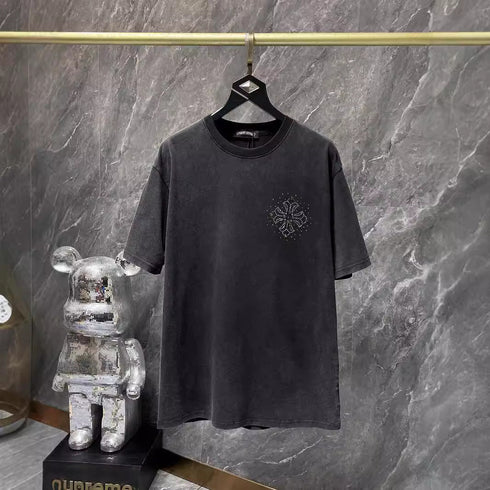 Chrome Heart T Shirts Croix Cross Color Leather Printed Short Sleeve T-Shirt
