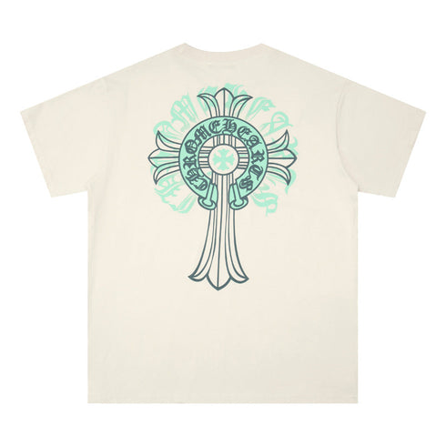 Chrome Heart T Shirts Cross Print Short Sleeve T-Shirt Loose