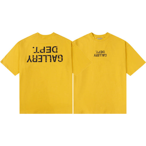 Gallery Dept T-Shirt Hand Painted Ink Splashing Alphabet Washed Retro Short Sleeve T-Shirt