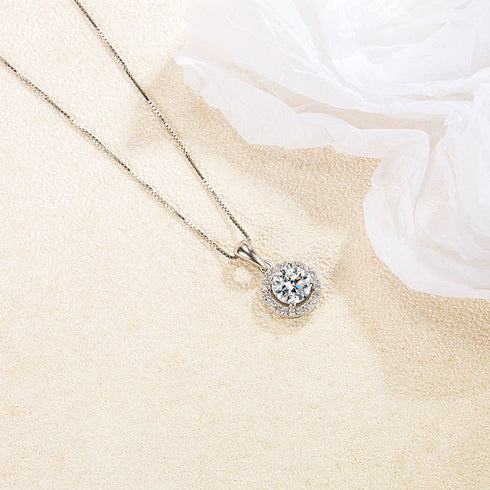 925 Sterling Silver Faux Diamond Princess Necklace