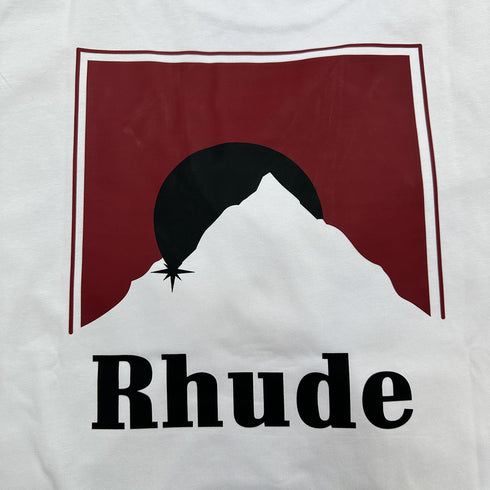 Rhude T-shirt Letter Snow Mountain Sunset Pattern Short Sleeve T-shirt