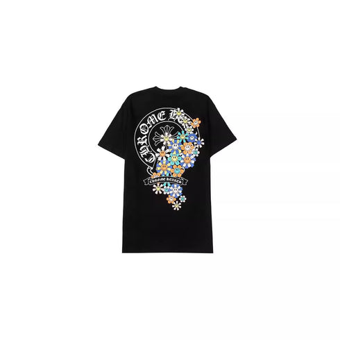 Chrome Heart T Shirts Croix Cross Color Leather Printed Short Sleeve T-Shirt