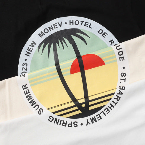 Rhude T-shirt Sunset Coconut Alphabet Print Short Sleeve T-shirt