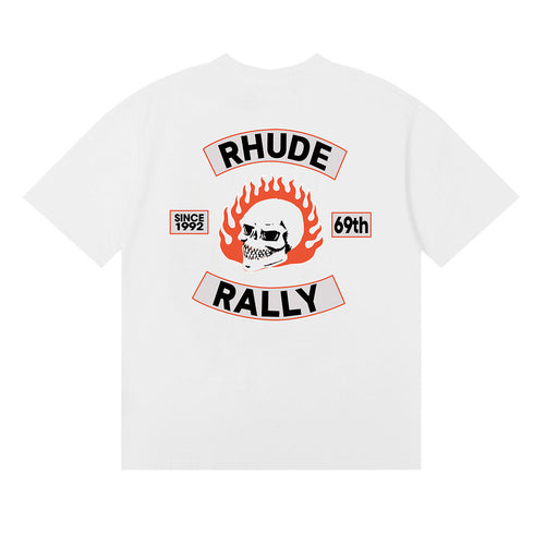 Rhude T-shirt Micro Label Letter Skull Print Short Sleeve T-shirt