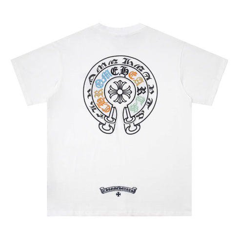 Chrome Heart T Shirts Horseshoe Patch Embroidery Short Sleeve T-Shirt