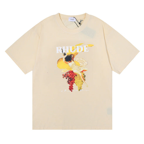 Rhude T-shirt Micro Label Alphabet Art Abstract Short Sleeve T-shirt