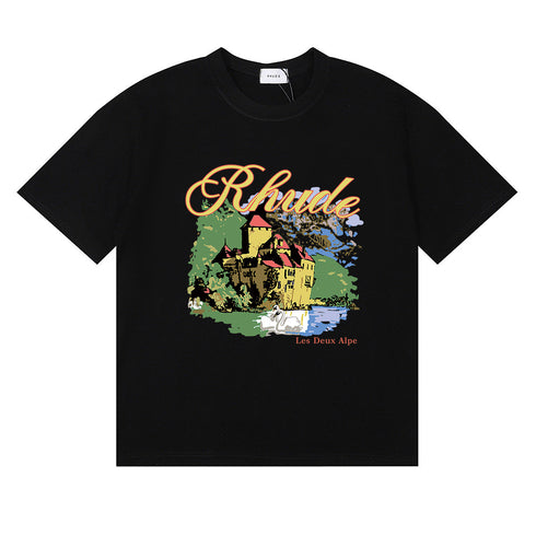 Rhude T-shirt Ski Theme Letter Print Short Sleeve T-shirt